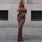 Slimming Long Sleeves Solid Color Slim Fit Dress Women