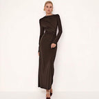 Womens Fashionable Defined-Waist Pleated Dress