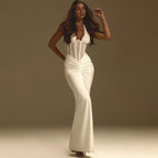 Lace-up Sexy Backless Pleated Hip Dress