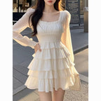 Sweet Gentle Square Collar Fungus Pure Desire Slimming Dress