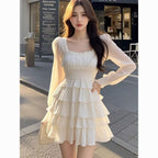 Sweet Gentle Square Collar Fungus Pure Desire Slimming Dress