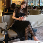 Summer New Lace Waist Lace Mesh Large Swing Dress