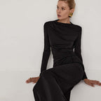Womens Fashionable Defined-Waist Pleated Dress