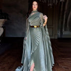 Shawl Split Graceful Formal Belt Dress